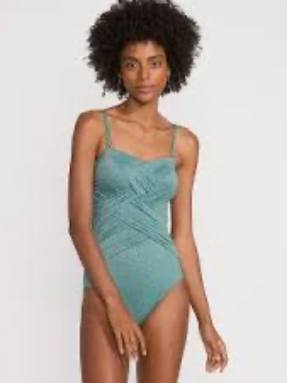 Lands' End 12 SlenderSuit Shine Bandeau Tummy Control Swimsuit